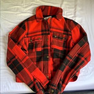 red and black plaid jacket